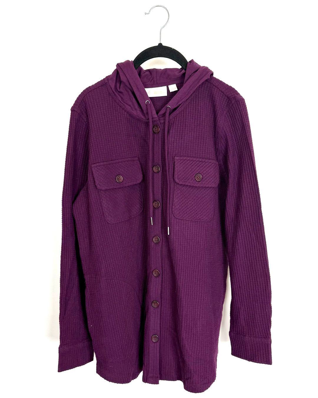 Plum Waffle Knit Shacket - Small