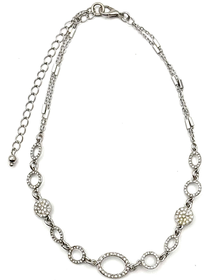 Silver Circle Rhinestone Necklace
