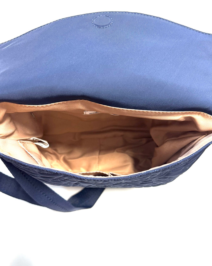 Slate Blue Embossed Crossbody Satchel Bag