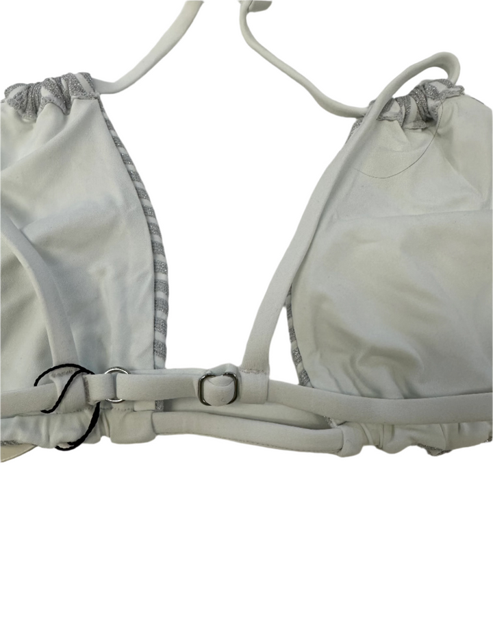 Metallic Silver Double Strap Bikini Top -  XS, S, M, L, XL, XXL, XXXL