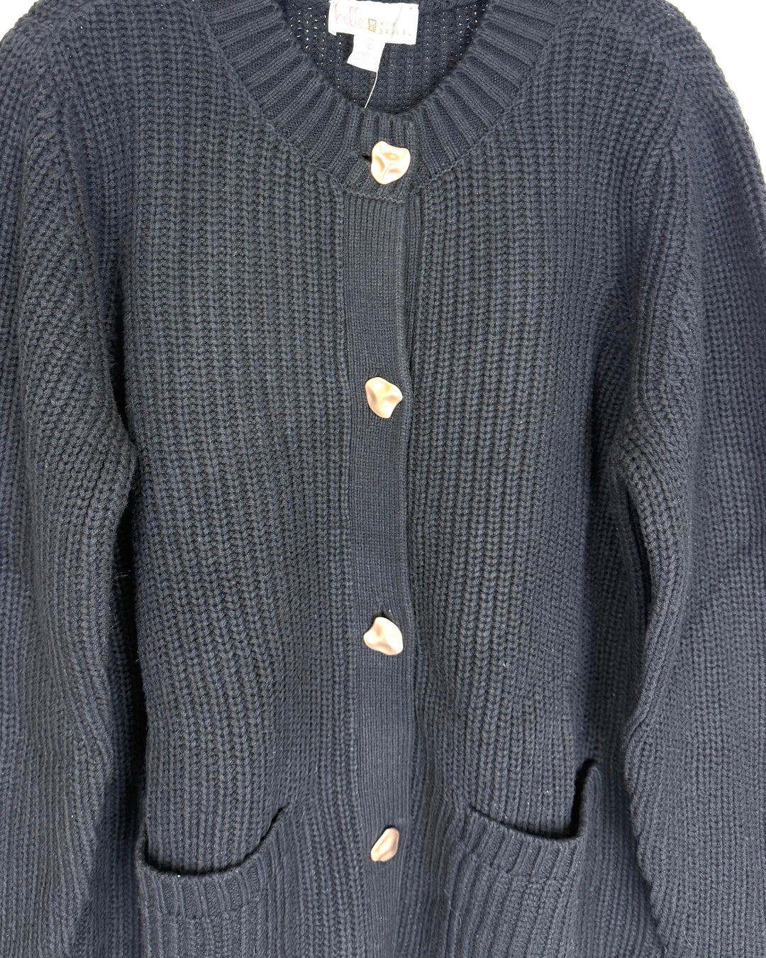 Black Cardigan with Gold Buttons - Small