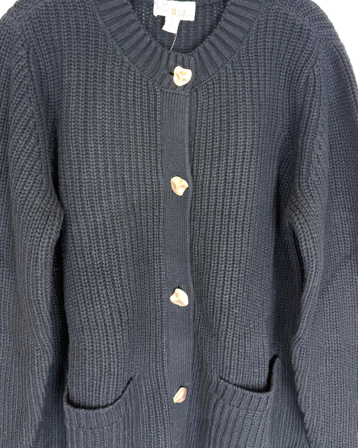 Black Cardigan with Gold Buttons - Small