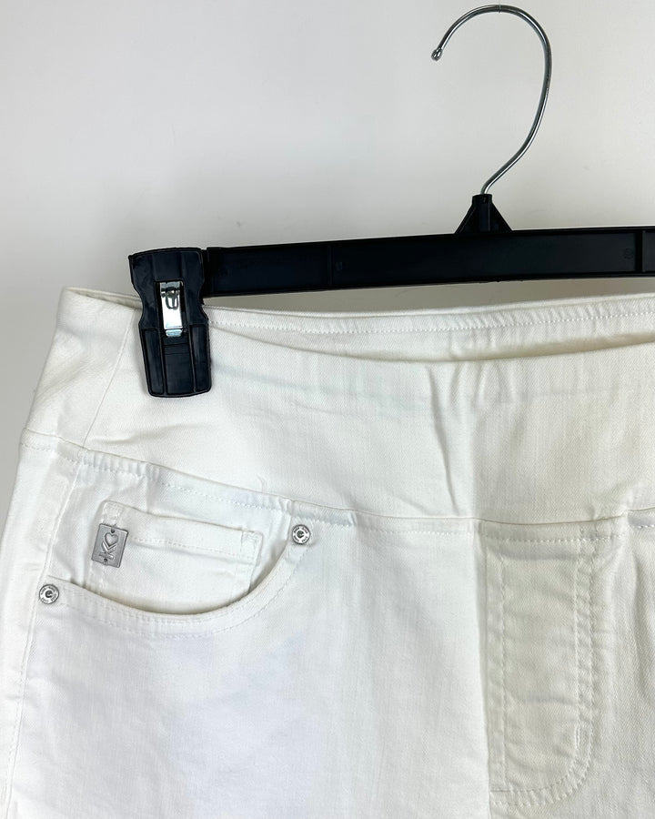 Cloud White Stretch Frayed Pants - Size 6