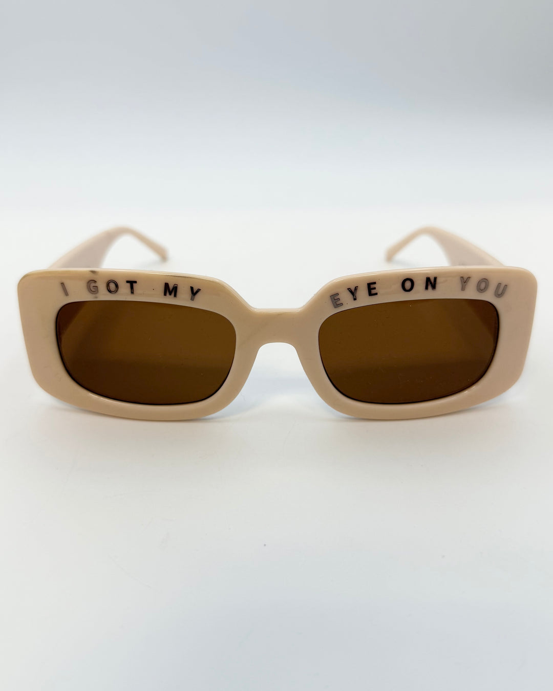 "I got my eye on you" Light Peach Rectangle Sunglasses