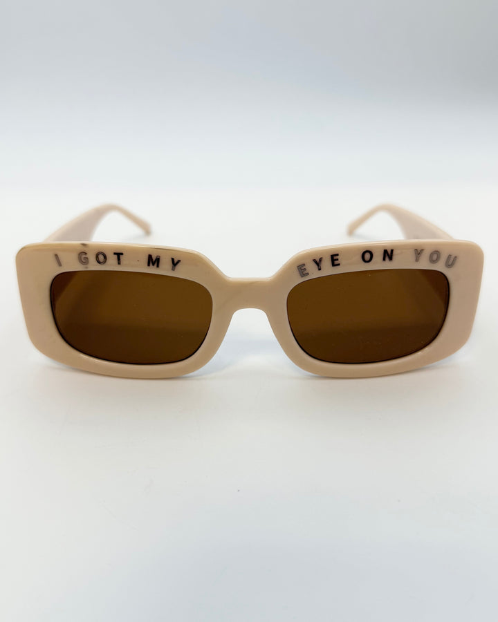 "I got my eye on you" Light Peach Rectangle Sunglasses