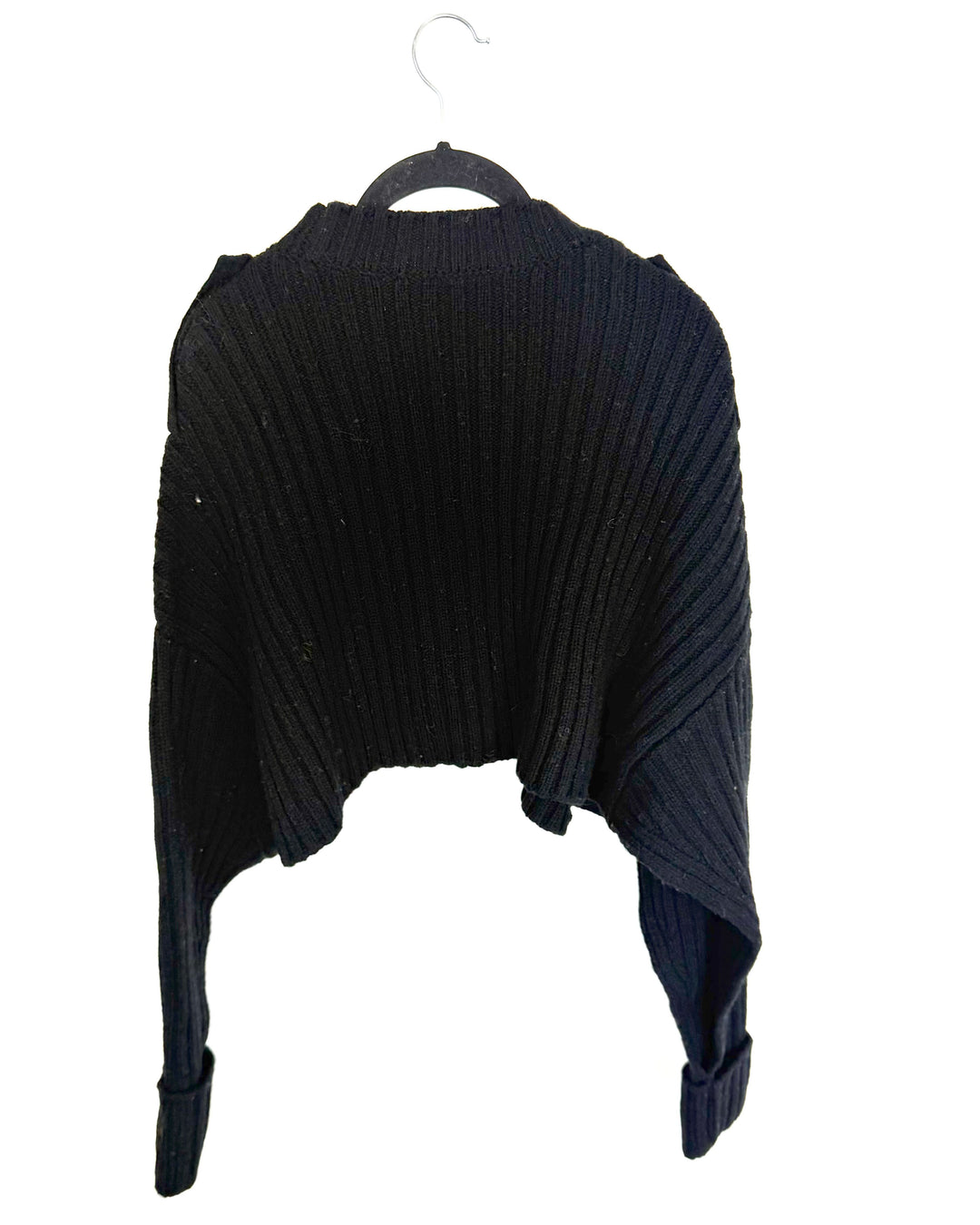 Black Cropped Mock Neck Ribbed Sweater - Size 2/4