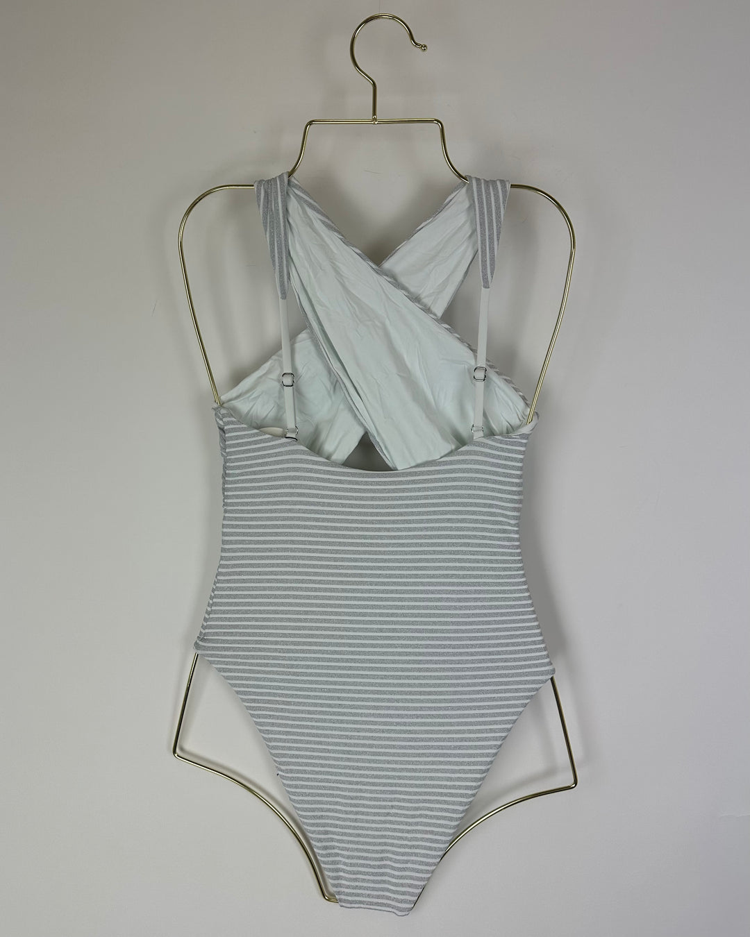 Metallic Silver Halter One Piece Swimsuit -  XS, S, XXL, XXXL