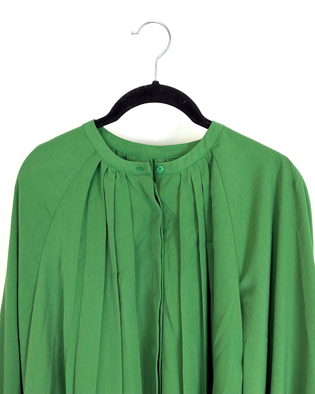 Shamrock Green Pleated Button Down - Size 6/8
