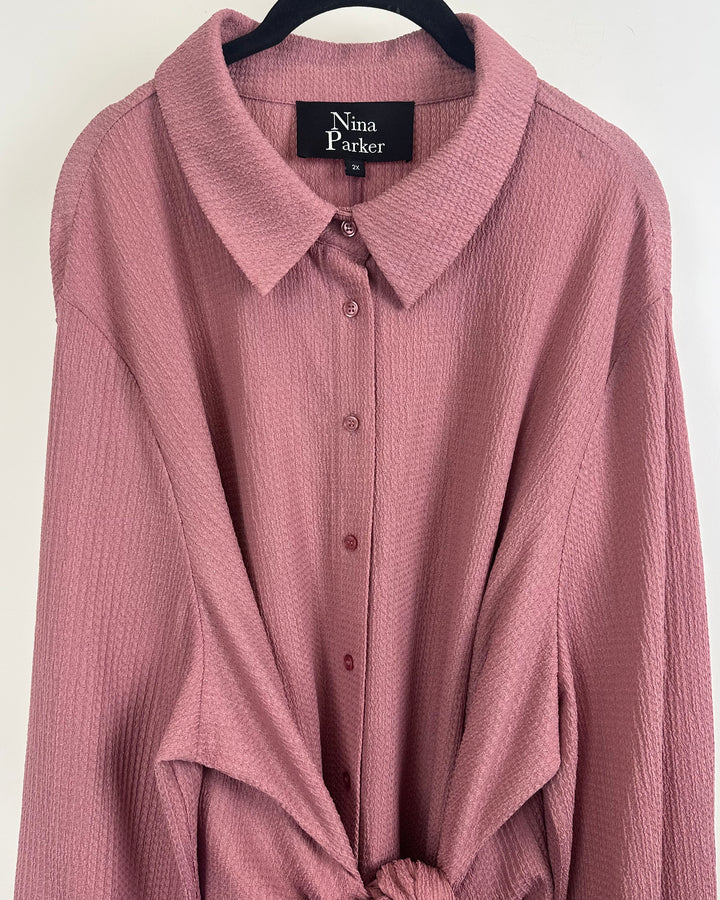 Light Pink Waffle Knit Blouse - Size 2x