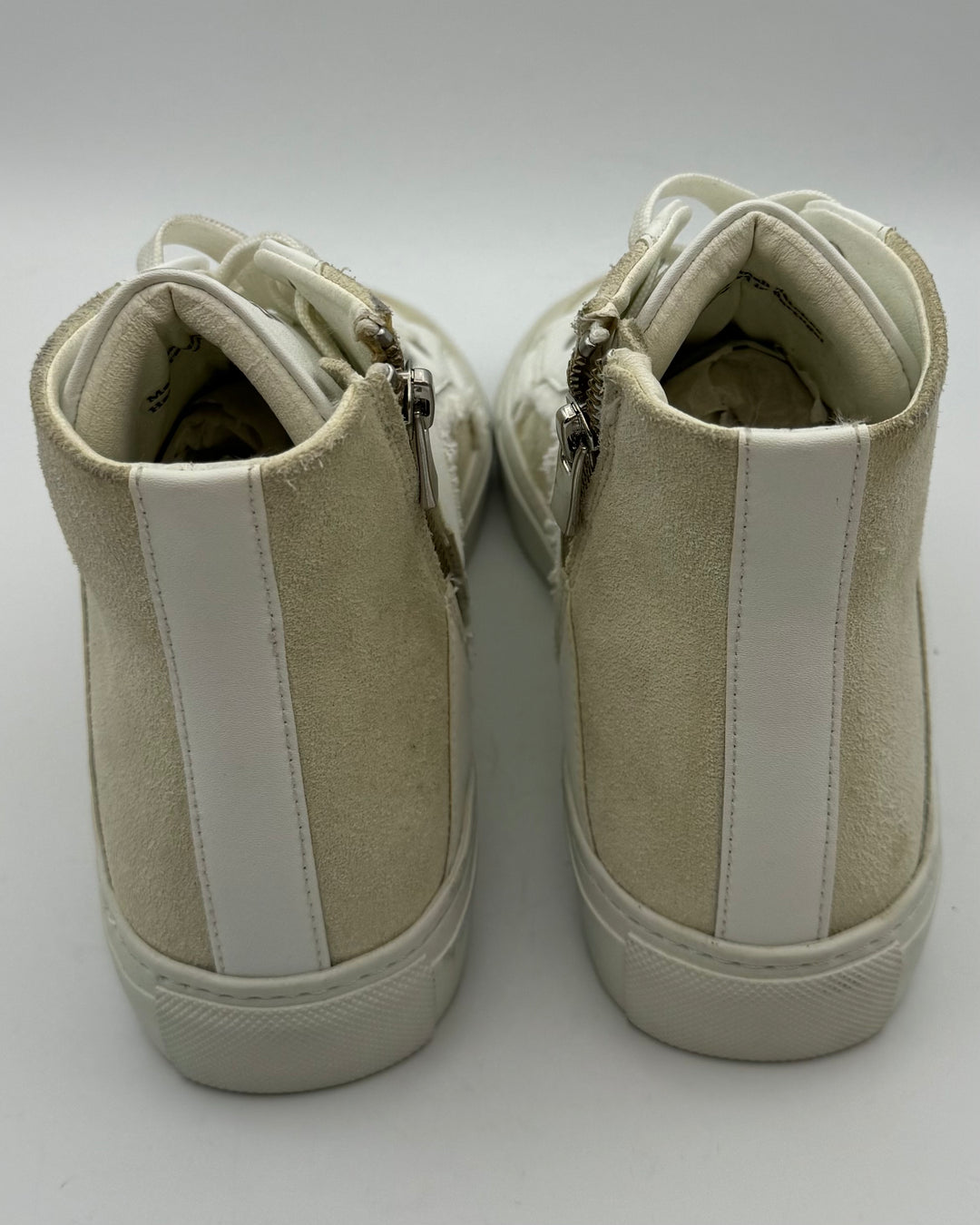 White Leather High Top Sneakers - Size 6 and 9