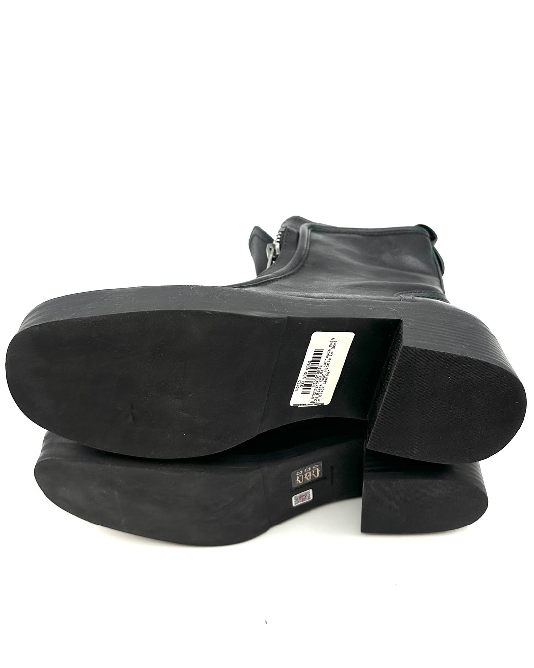 Black Structured Zipper Boots - Size 8