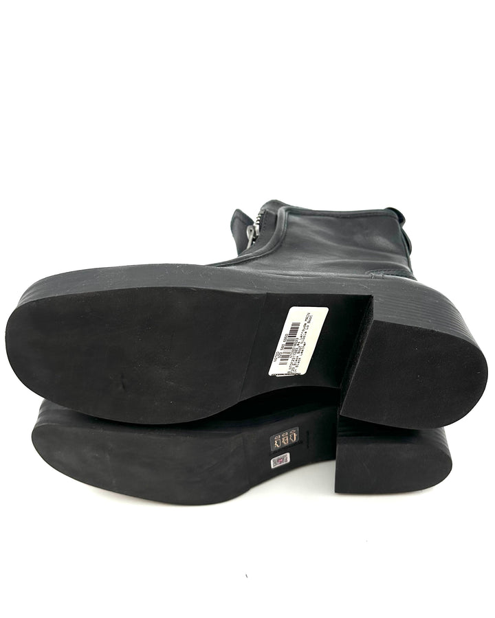 Black Structured Zipper Boots - Size 8
