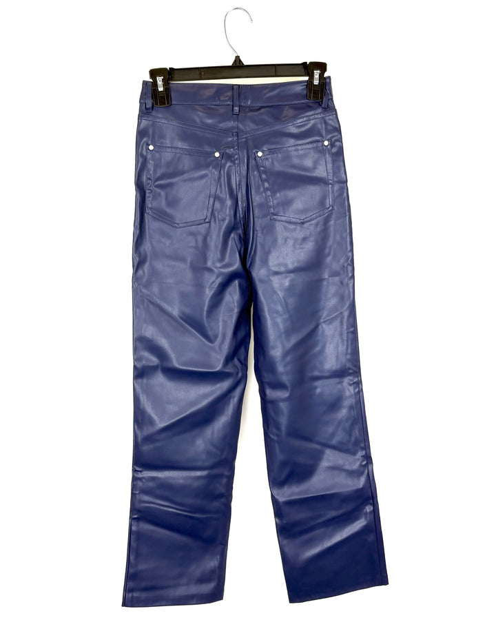 Blue Faux Leather Pant - Size 0