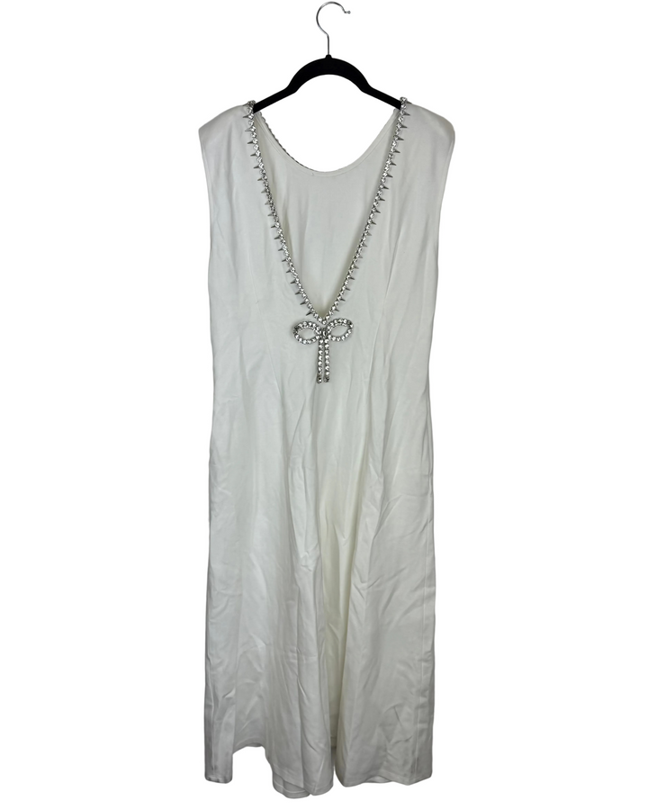 White Rhinestone Bow Dress - Size 4/6