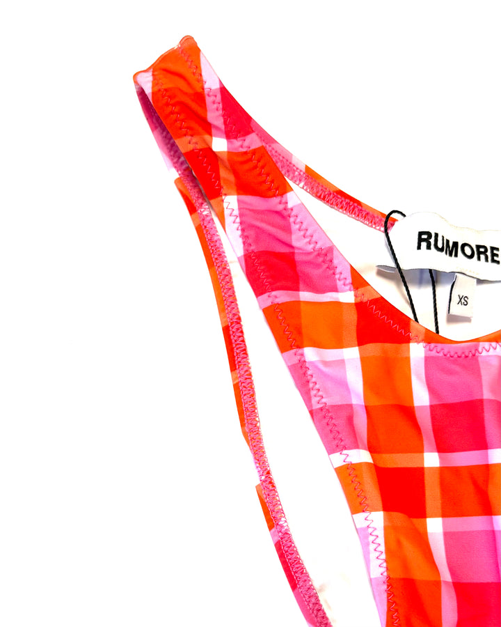 Pink and red plaid cheeky bottoms - XS
