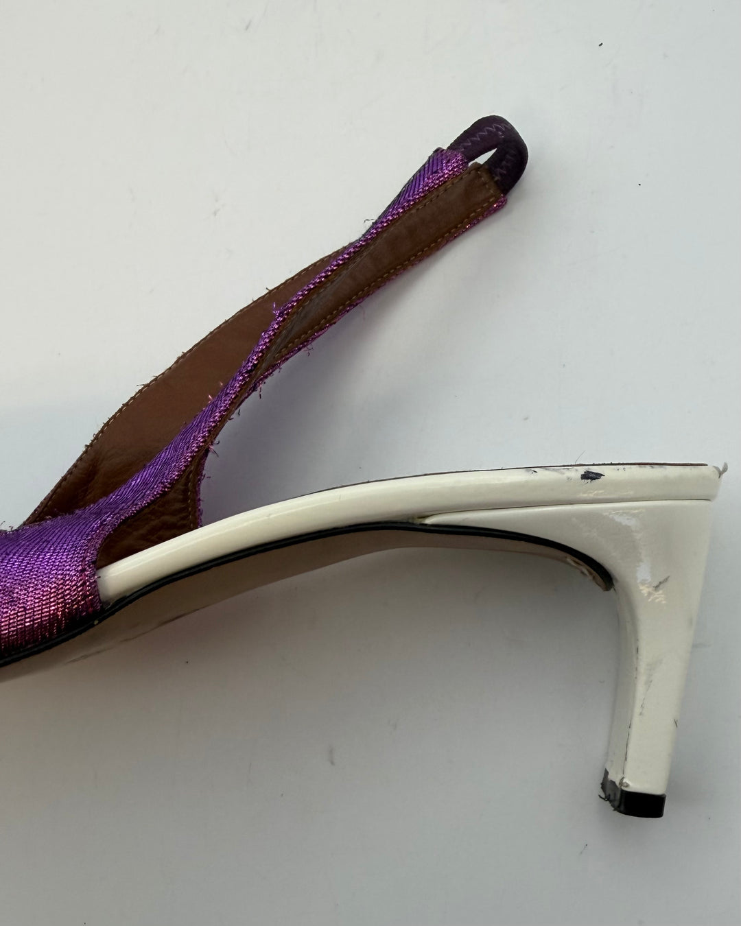 Textured Metallic Pink and White Heels - Size 40