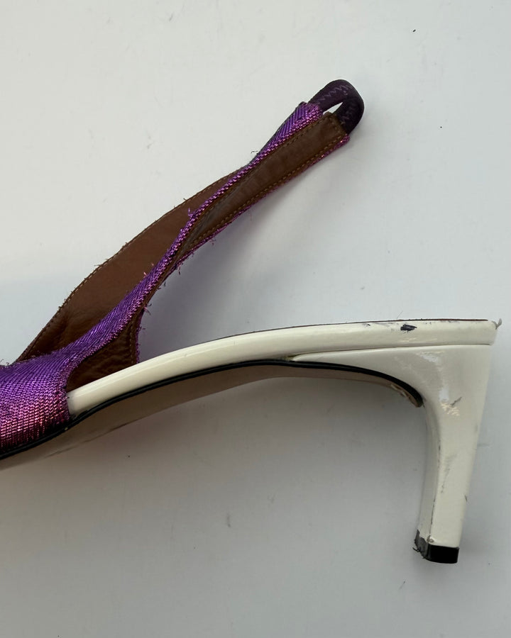 Textured Metallic Pink and White Heels - Size 40