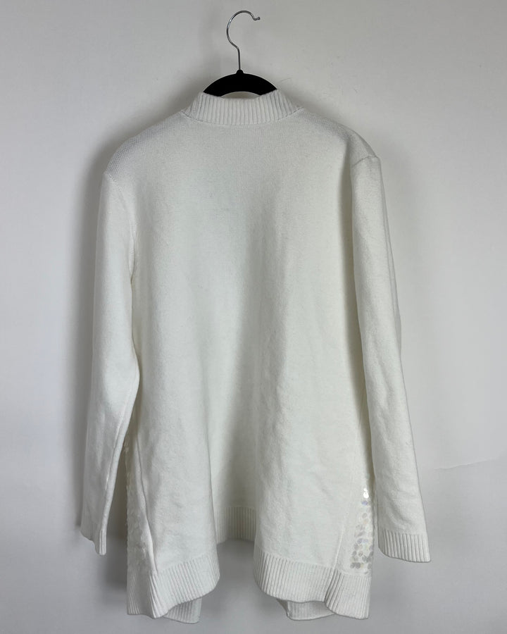 White Knit Sequin Cardigan - Size 6/8