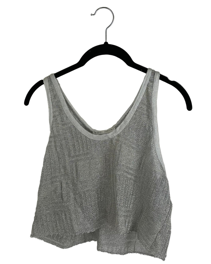Silver Knit Cropped Tank Top - Size 2/4