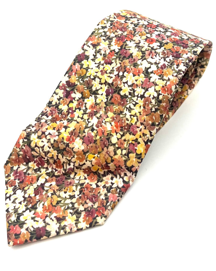 MENS Multicolor Earth Tone Floral Tie