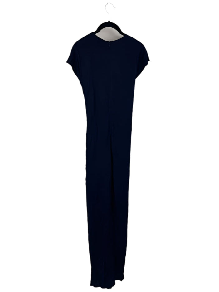 Navy Blue Cap Sleeve Evening Dress - Size 4