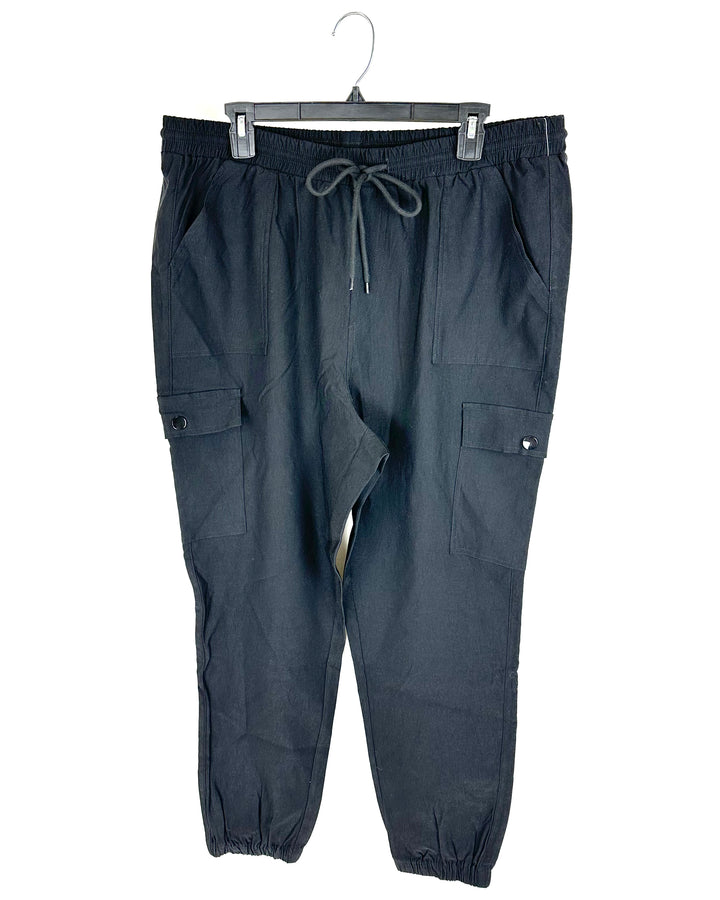Black Cargo Joggers - 2X