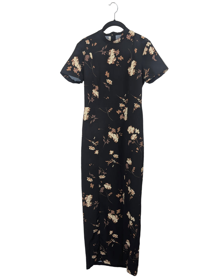 Black Floral Dress - Size 2/4