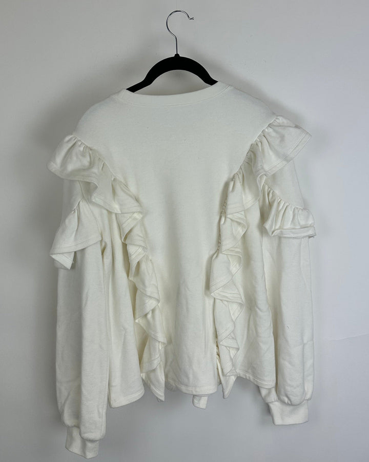 Cream Ruffled Sweatshirt - Size 4/6
