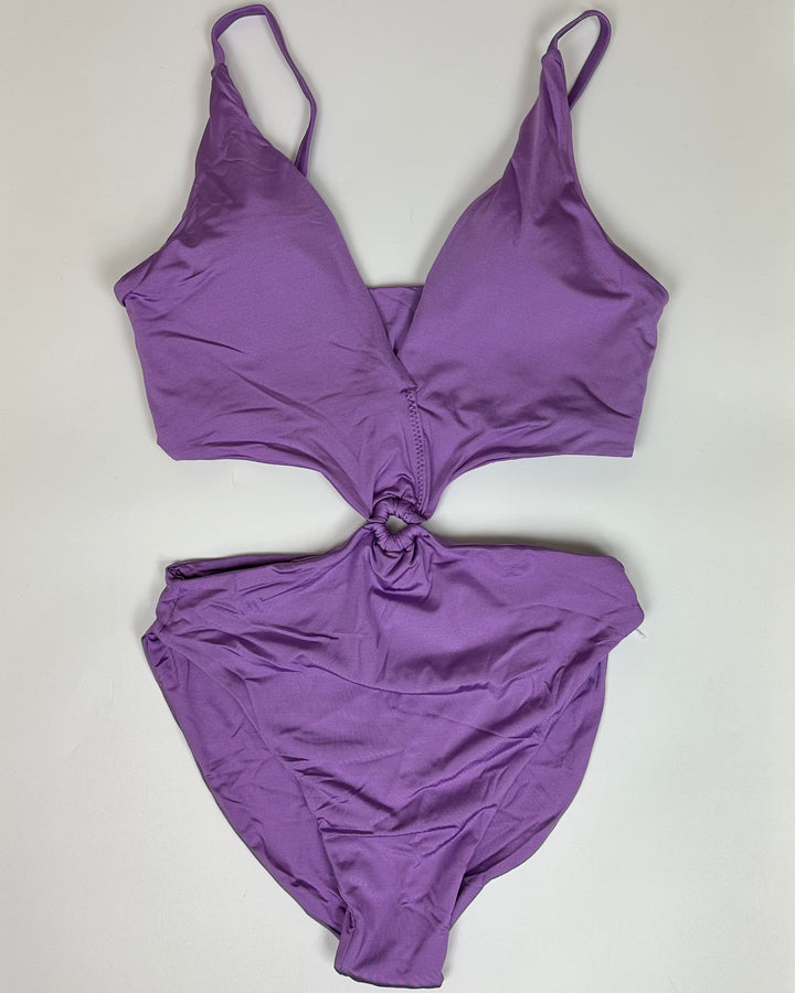 Amethyst Purple Plunge Keyhole One Piece - Size 2/4