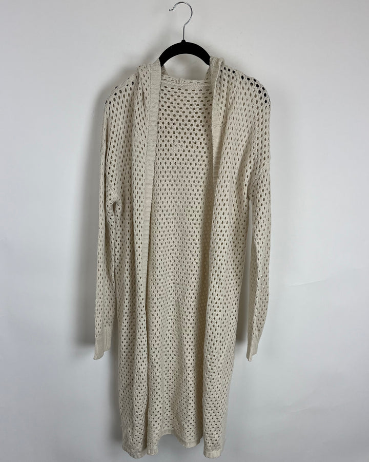 Crochet Long Cardigan with Hood - Size 6/8