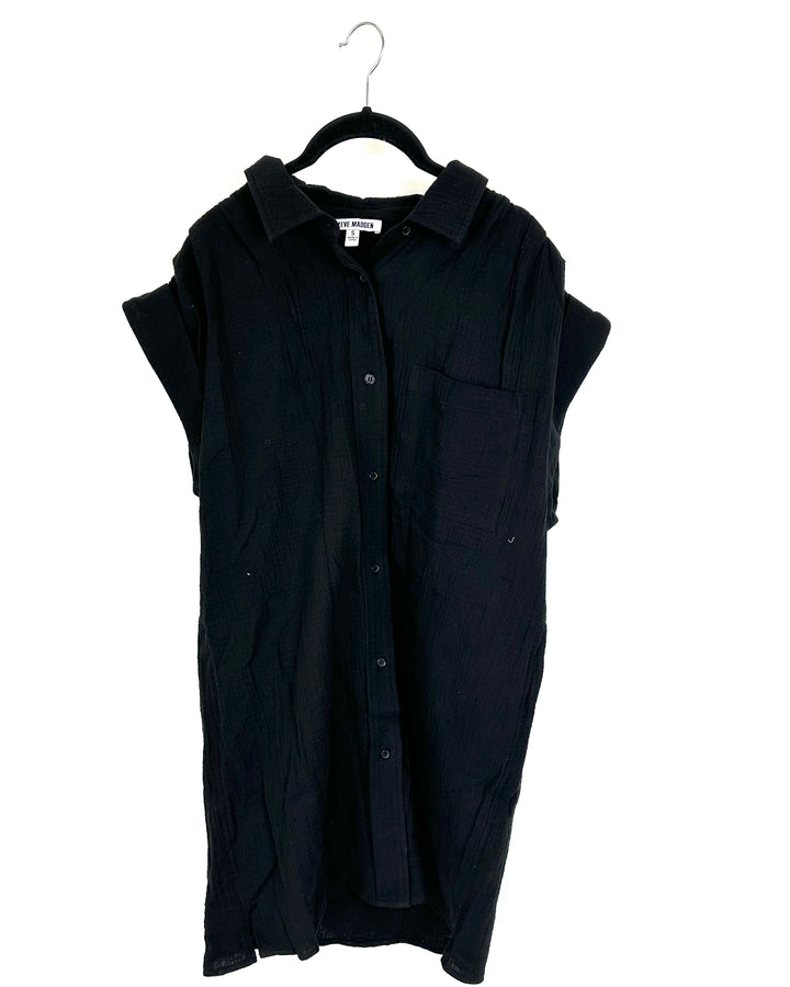 Black Gauze Button Down Dress - Size 4/6