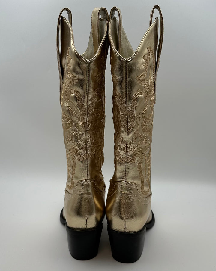 Gold Metallic Cowboy Boots - Size 6