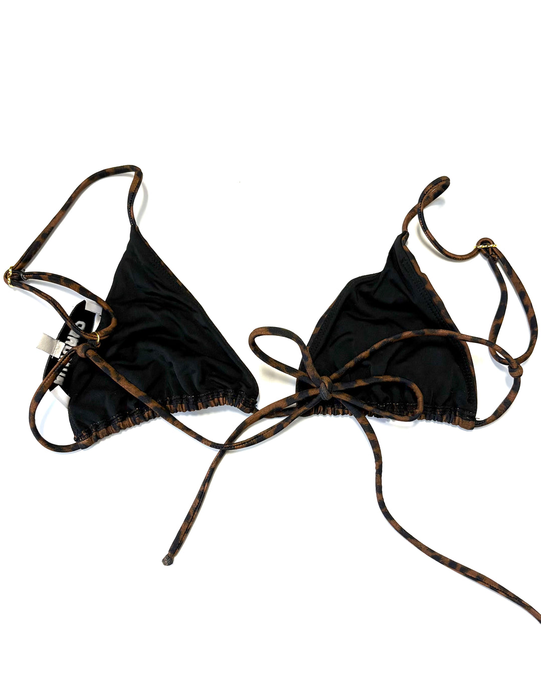 Leopard tie triangle bikini top - XS