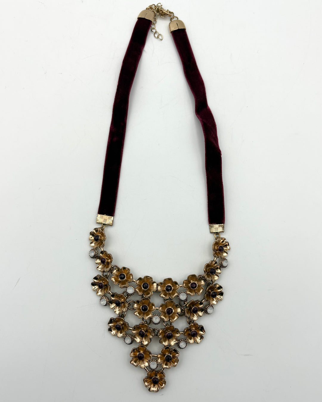 Wine Red Floral Necklace