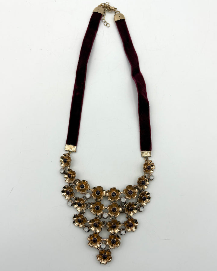 Wine Red Floral Necklace
