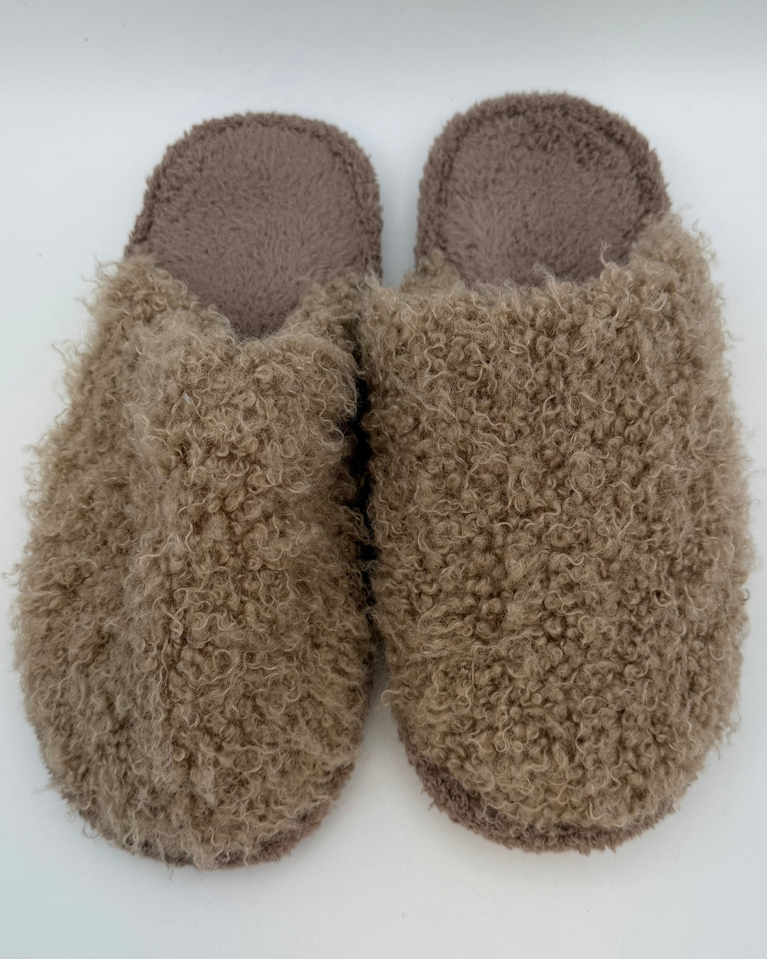 Brown Fuzzy Slippers - Size 9/10