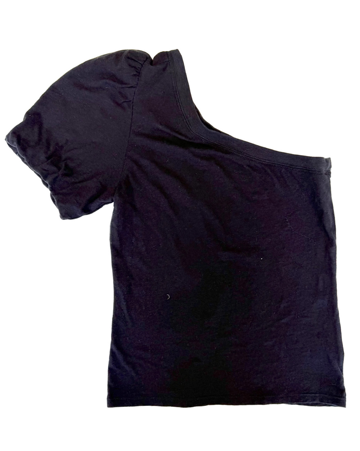 Black One Shoulder T-Shirt - Size 0/2