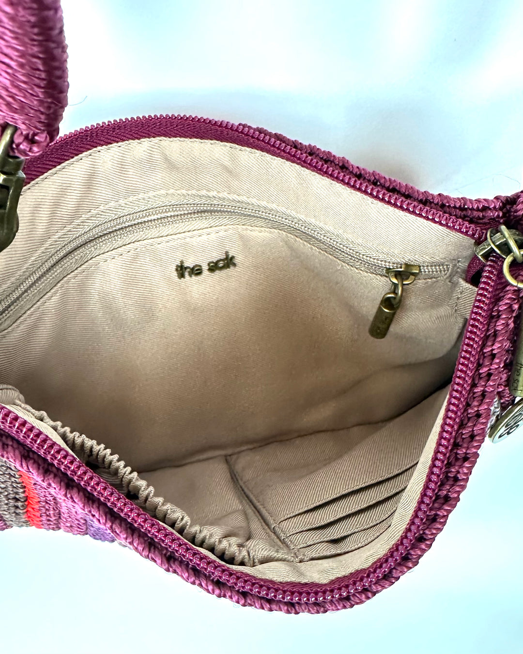 Burgundy Multicolor Crochet Crossbody / Wristlet