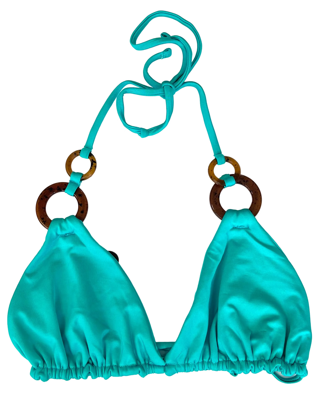 Bright Teal Triangle Ring Bikini Top - Medium