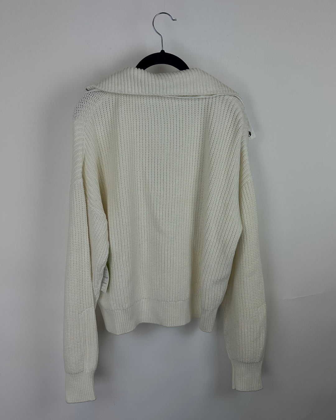 White Half Zip Sweater-Medium