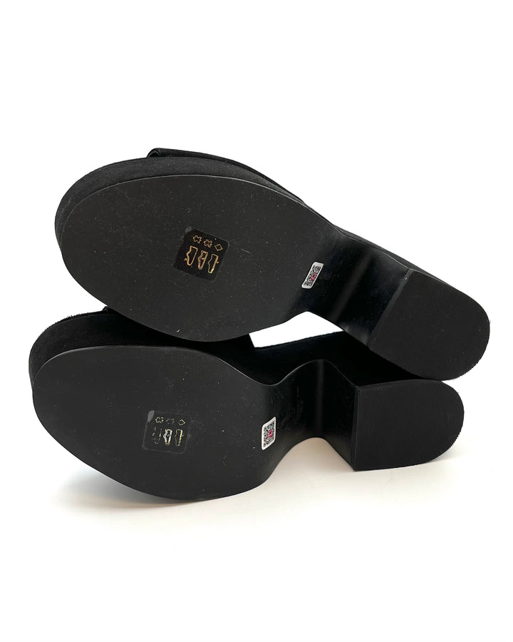 Black Suede Platform Sandal - Size 5