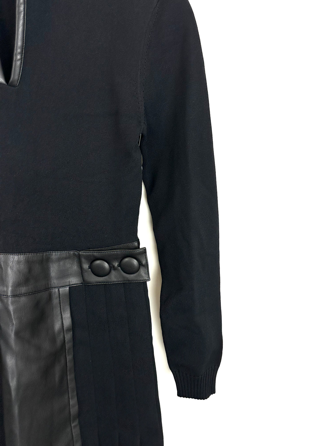 Black Leather Long Sleeve Dress - Size 2/4