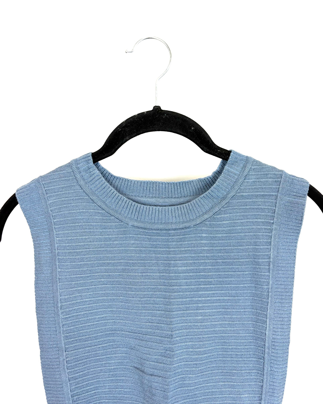 Washed Steel Blue Knit Crop Top - Size 0/2
