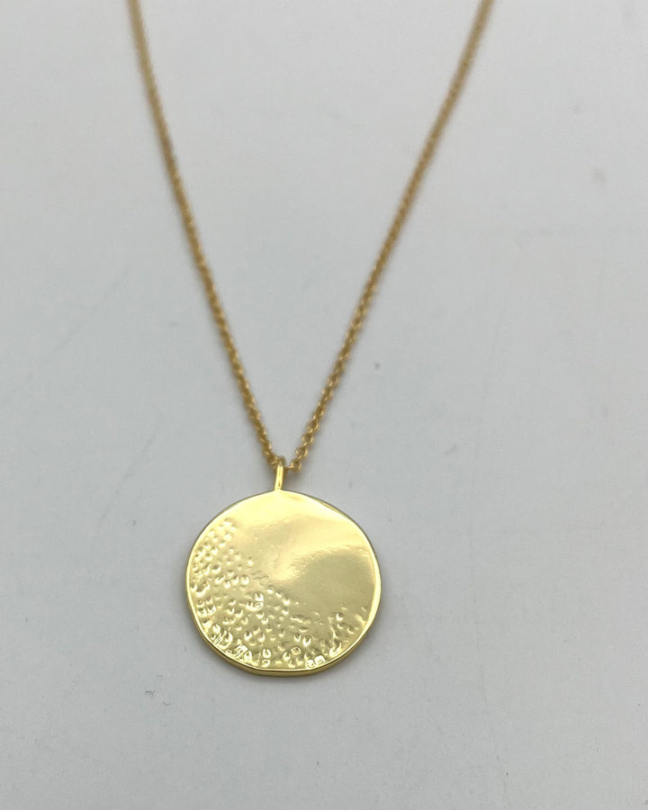 Gold Textured Circle Necklace