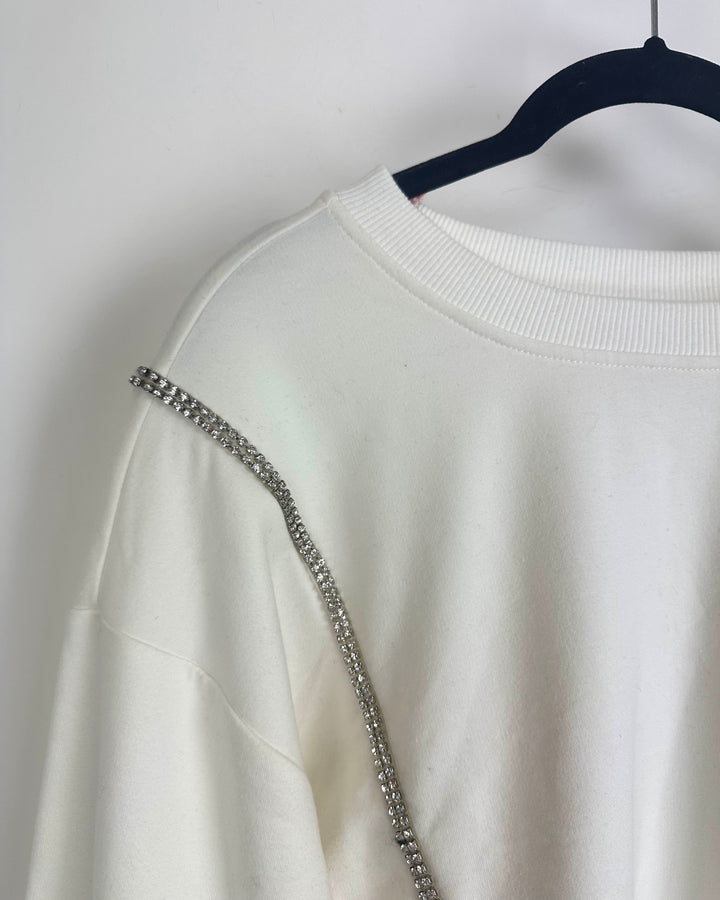 White Rhinestone Crewneck - Size 2/4