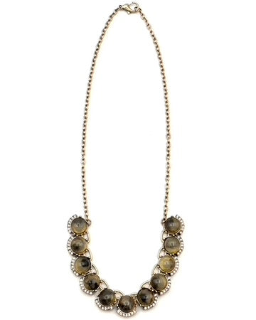 Tortoise Shell Print & Rhinestone Statement Necklace