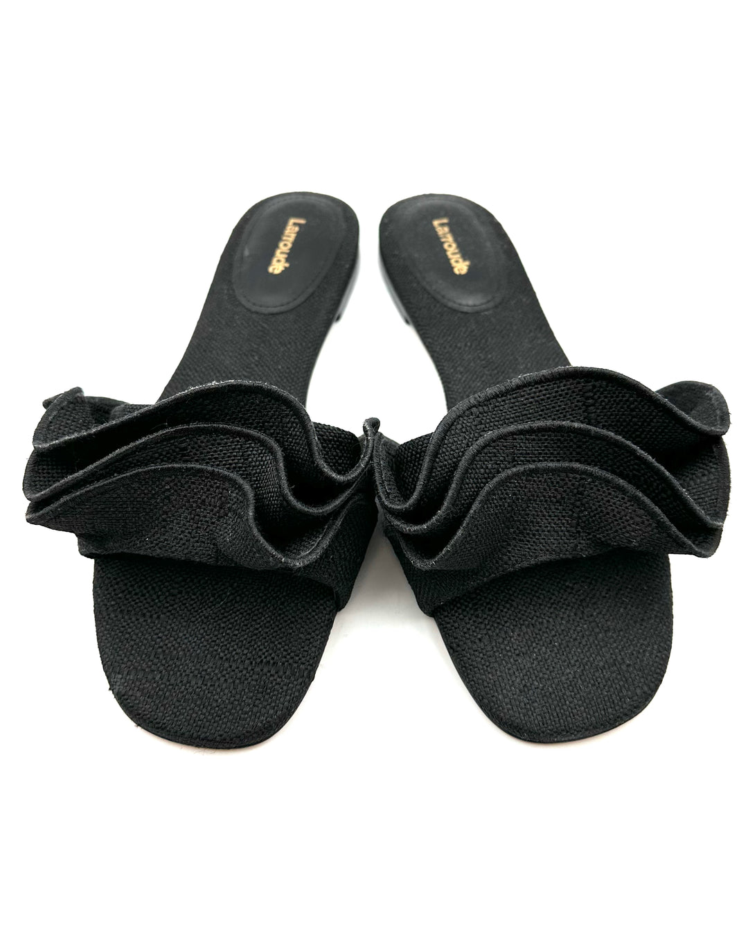 Black Raffia Ruffle Sandal - Size 9