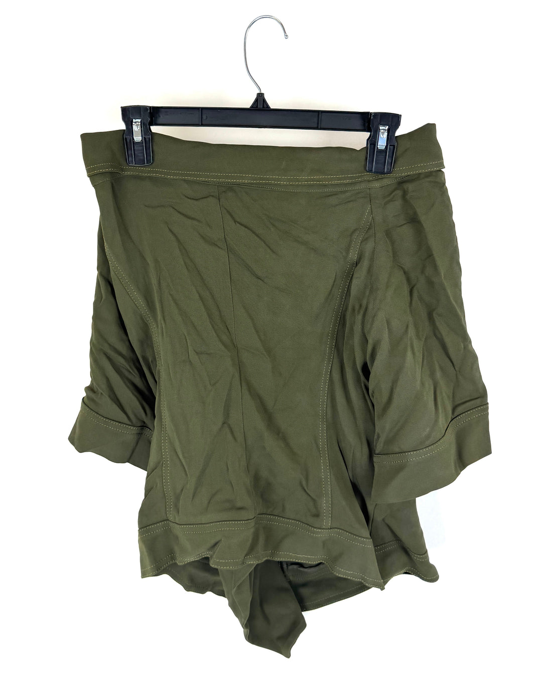 Green Off the Shoulder Zip Up Top - Size 6/8