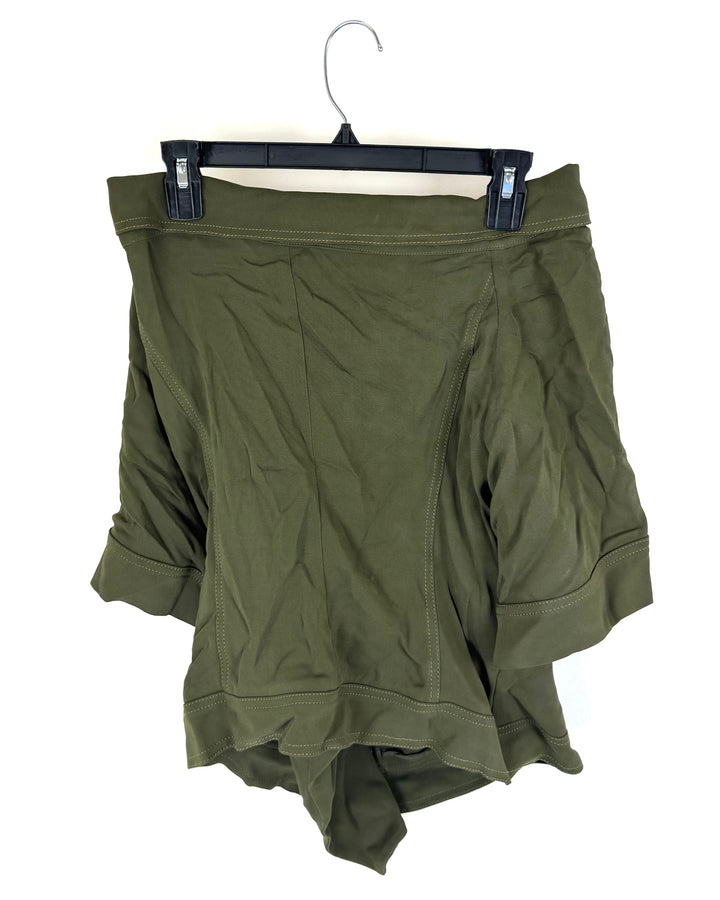 Green Off the Shoulder Zip Up Top - Size 6/8