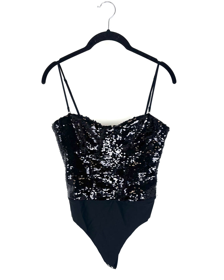 Black Sequin Bodysuit - Small